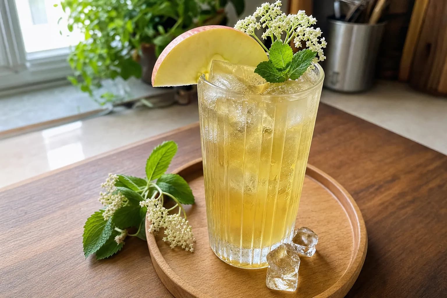 Apple & Elderflower Gin Cocktail: elderflower gin cocktail with apple juice — Drinks recipe | Afoodrink
