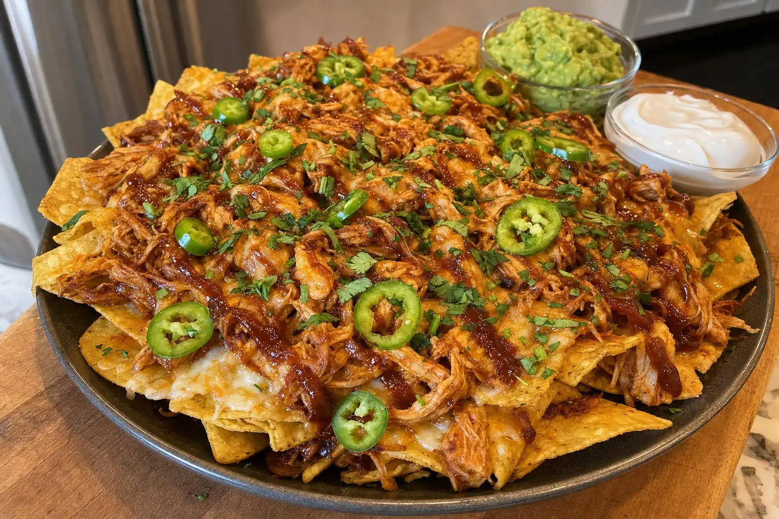 BBQ Chicken Nachos: sheet pan bbq chicken nachos — Appetizers recipe | Afoodrink