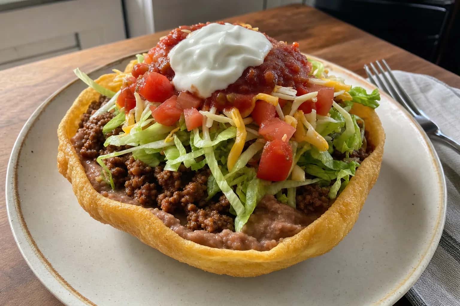Homemade Chalupas with Beef, Beans, and Fresh Toppings: chalupa — Main Course recipe | Afoodrink