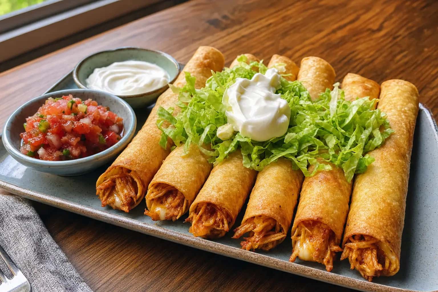 Crispy Chicken Flautas: crispy chicken flautas with corn tortillas — Main Course recipe | Afoodrink