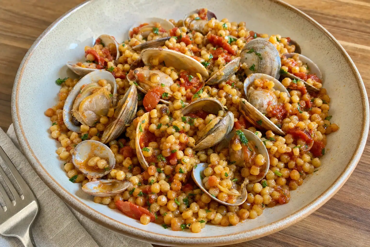 Fregola Sarda with Clams and Tomatoes: fregola pasta with tomatoes — Dinner recipe | Afoodrink