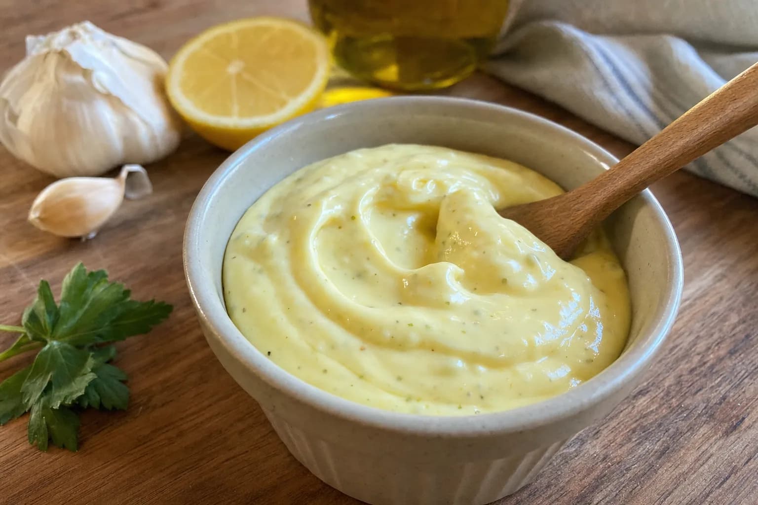 Garlic Aioli: classic garlic aioli with egg yolk — Salads & sides recipe | Afoodrink