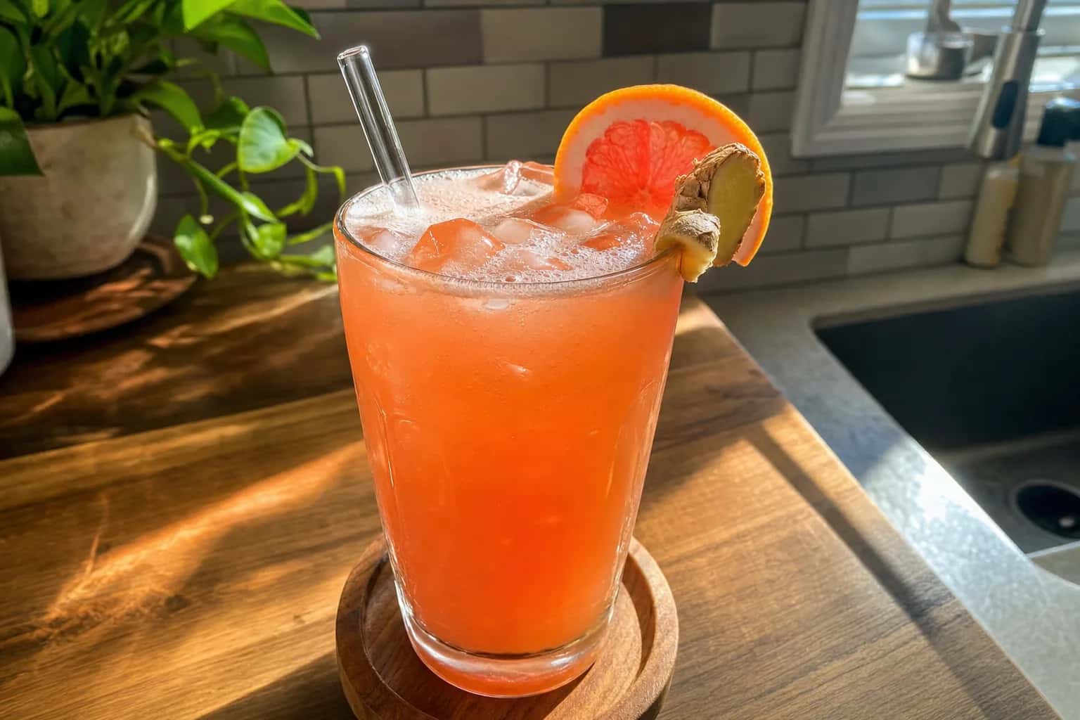 Ginger-kissed Grapefruit Juice: fresh ginger grapefruit juice — Drinks recipe | Afoodrink