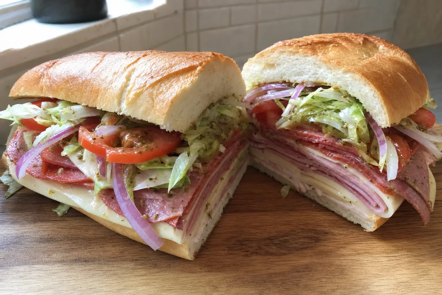 Grinder Sandwich: Italian grinder sandwich with lettuce — Lunch & light meals recipe | Afoodrink