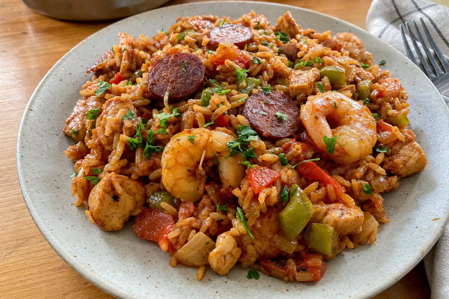 Jambalaya: Creole jambalaya with tomatoes — Dinner recipe | Afoodrink
