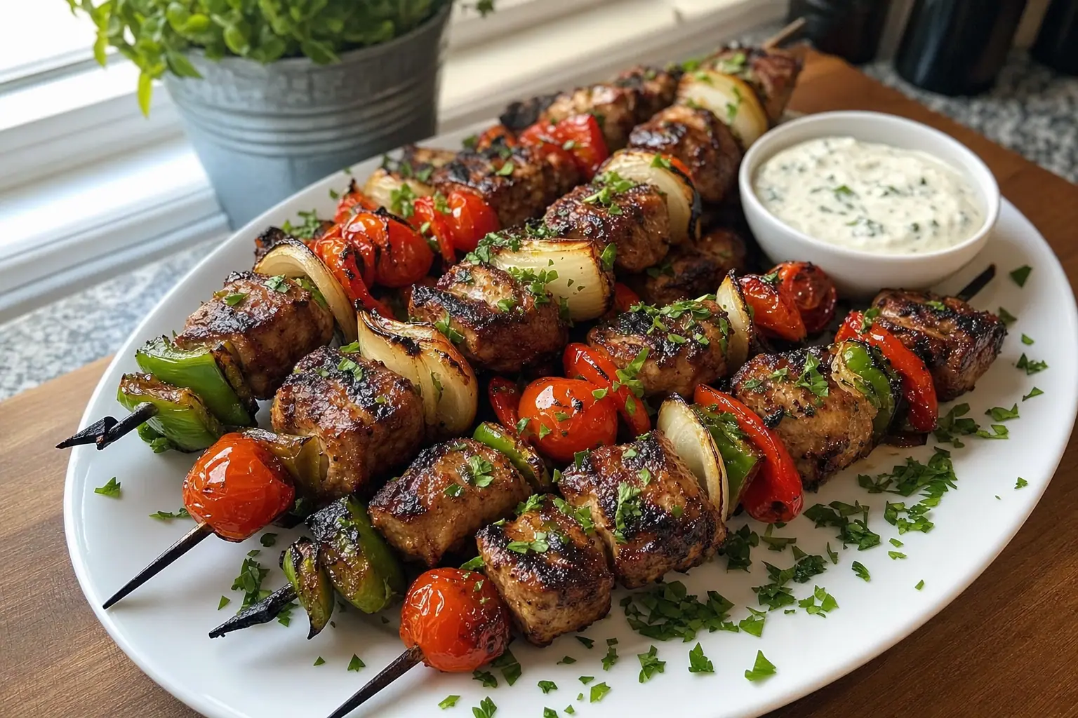 Grilled Chicken and Vegetable Kabobs: lemon garlic chicken skewers — Dinner recipe | Afoodrink