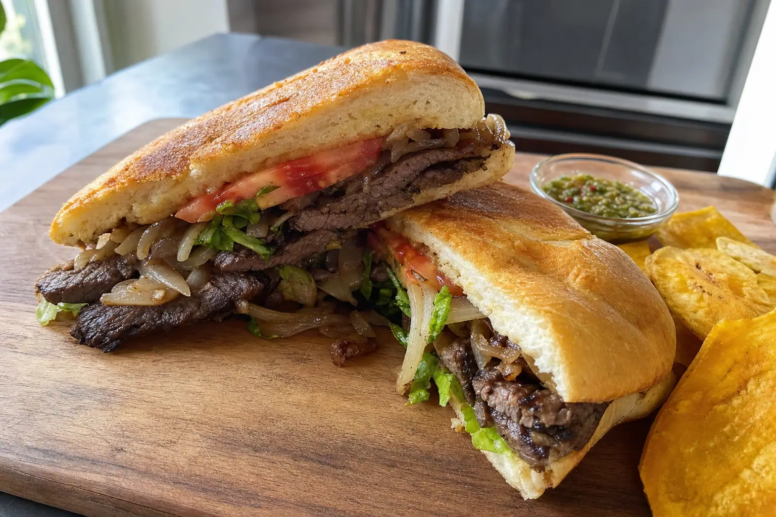 Pan con Bistec: pan con bistec with potato sticks — Sandwiches recipe | Afoodrink