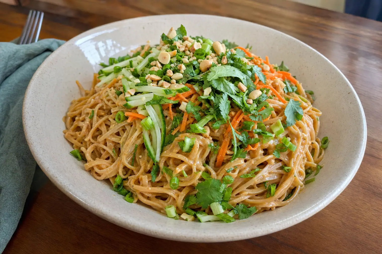 Peanut Sauce Noodles with Crunchy Vegetables: easy peanut noodles with vegetables — Pasta Recipes recipe | Afoodrink