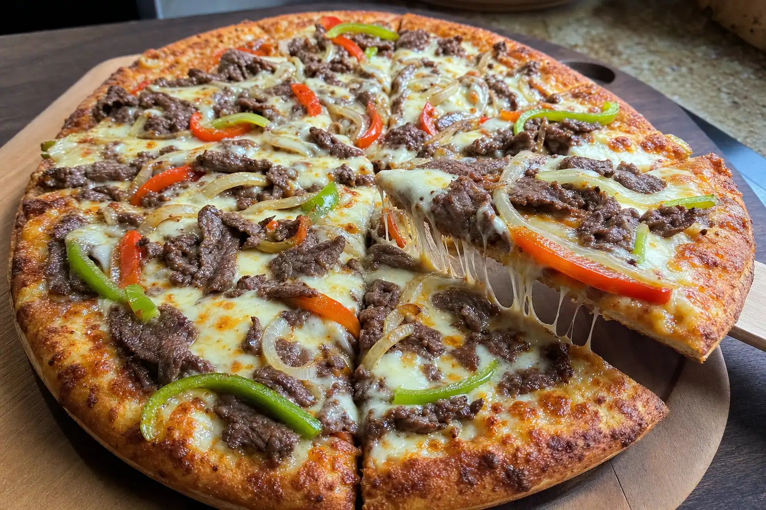 Philly Cheesesteak Pizza: homemade philly cheesesteak pizza — Dinner recipe | Afoodrink