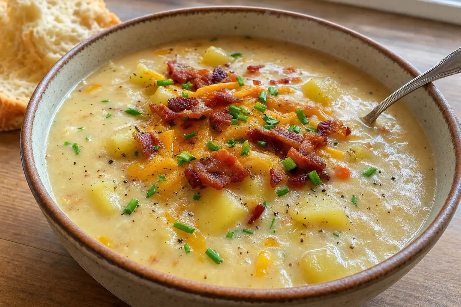 Creamy Potato Soup: homemade potato soup with cheddar — Soup Recipes recipe | Afoodrink