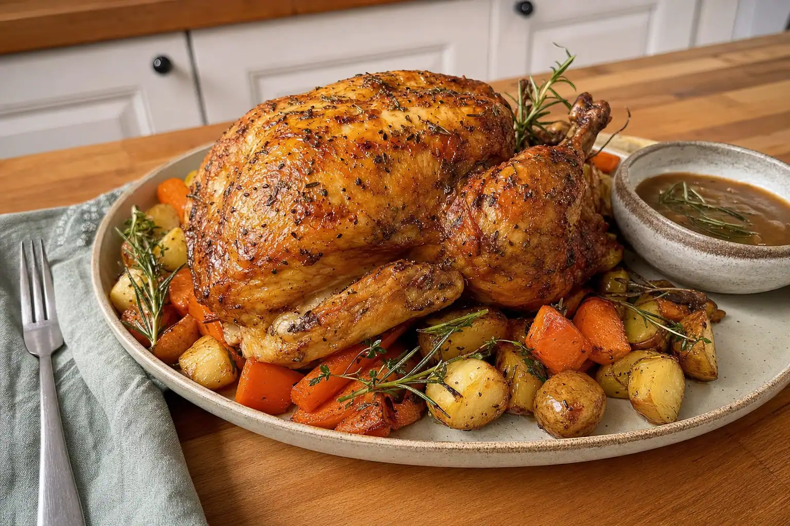 Lemon Herb Roast Poultry: whole chicken with lemon and herbs — Dinner recipe | Afoodrink