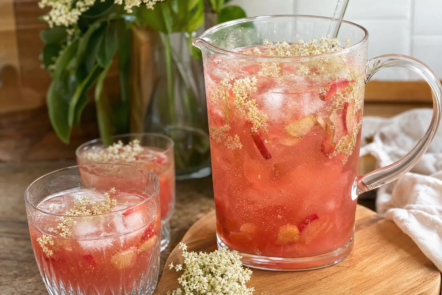 Rhubarb & Elderflower Gin Punch: spring gin punch with rhubarb syrup — Drinks recipe | Afoodrink