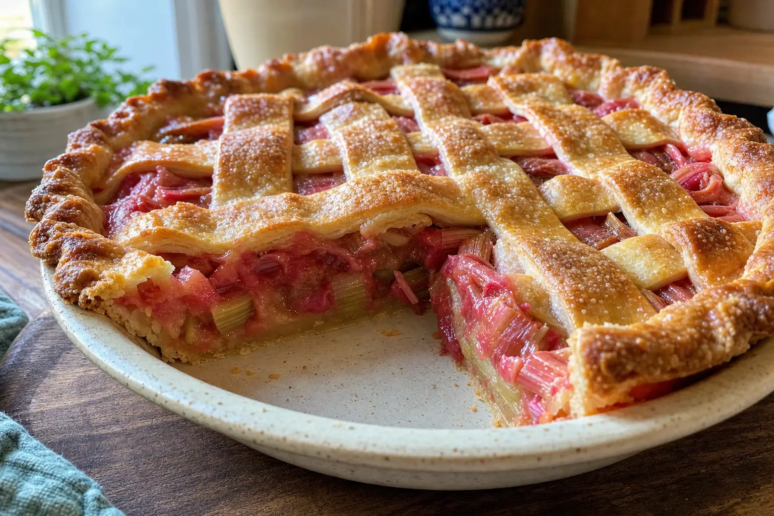 Classic Rhubarb Pie: homemade double crust rhubarb pie — Desserts recipe | Afoodrink