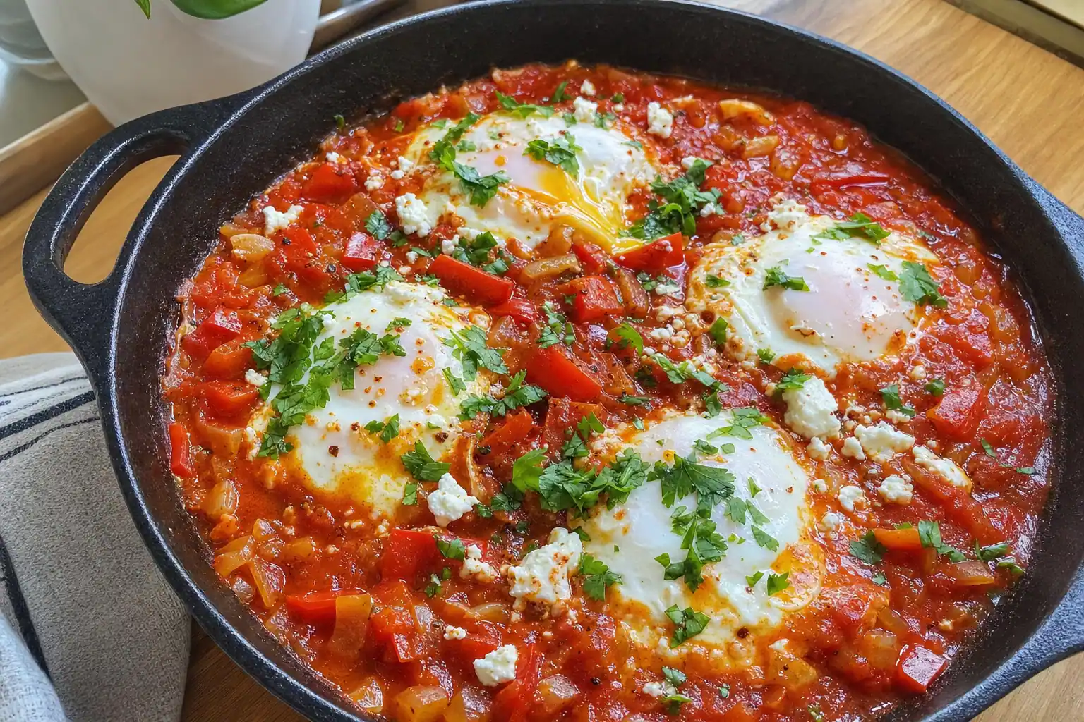 Shakshuka: North African eggs in tomato sauce — Vegetarian Recipes recipe | Afoodrink
