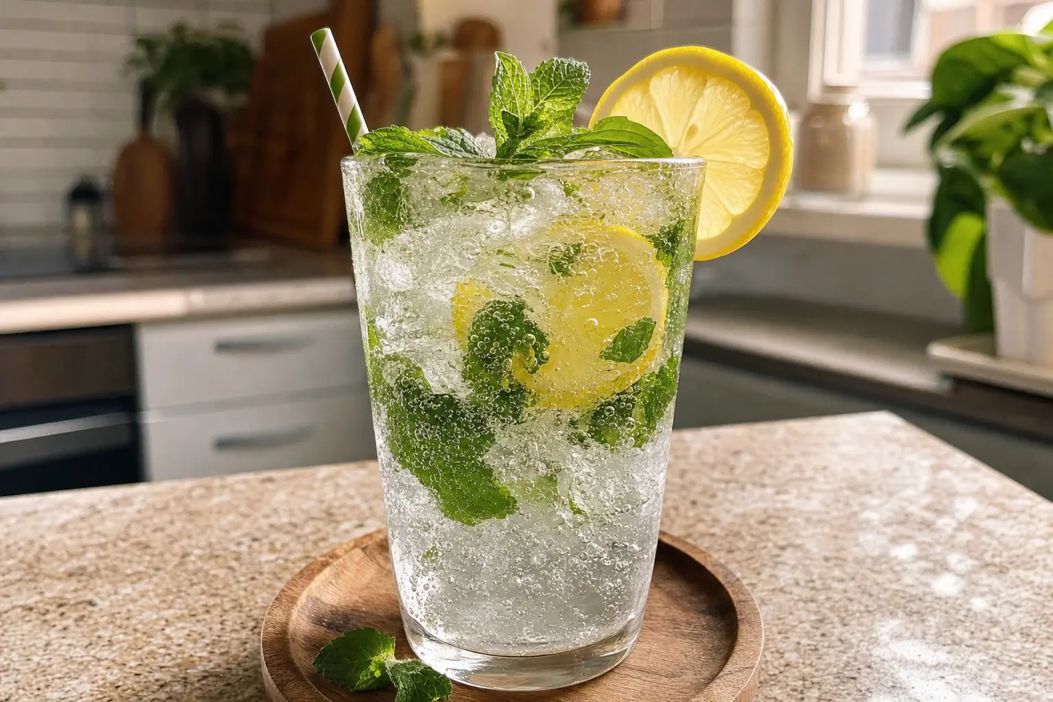 Sparkling Mint & Lemon Juleps: sparkling mint lemon julep mocktail — Drinks recipe | Afoodrink