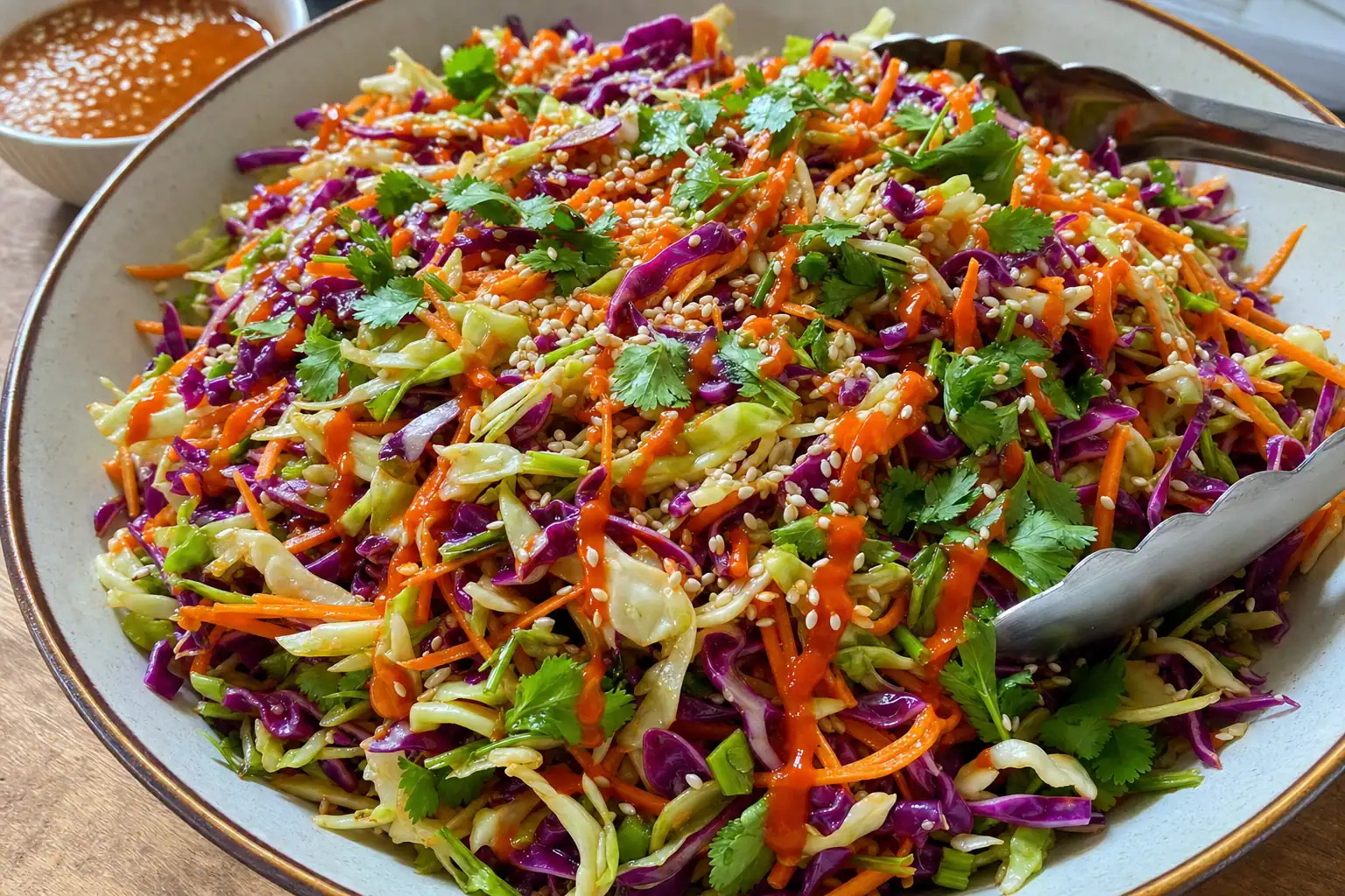 Spicy Sesame Coleslaw: no mayo spicy sesame coleslaw — Salads recipe | Afoodrink