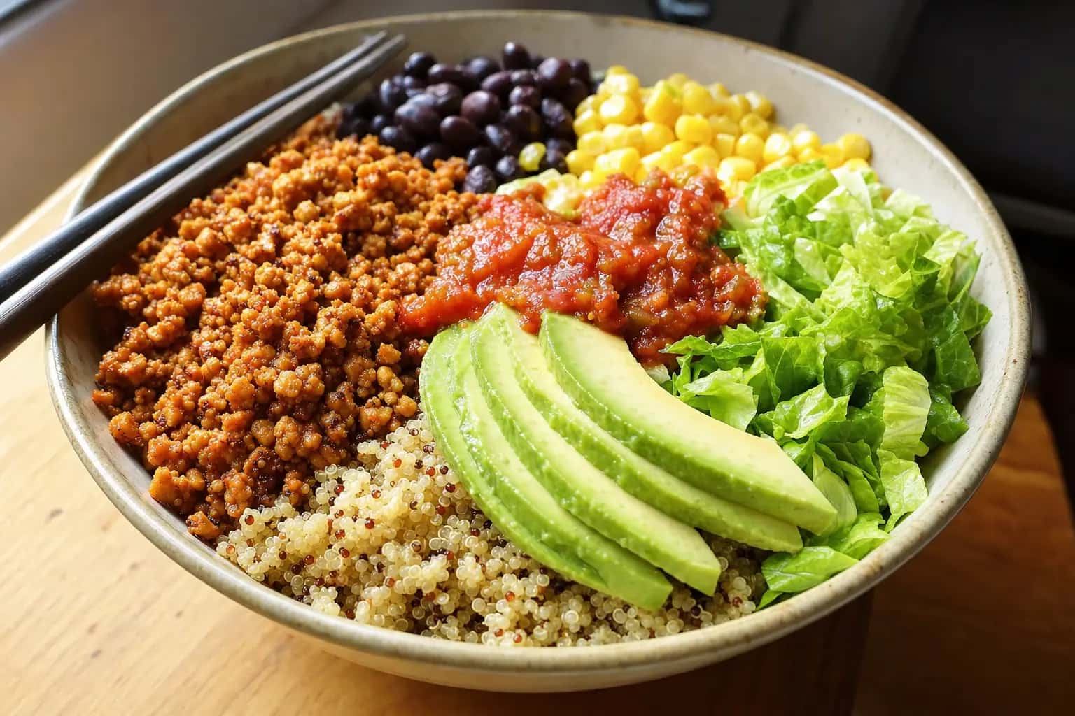Spicy Tempeh Crumble Bowl: spicy tempeh quinoa bowl — Vegan Recipes recipe | Afoodrink