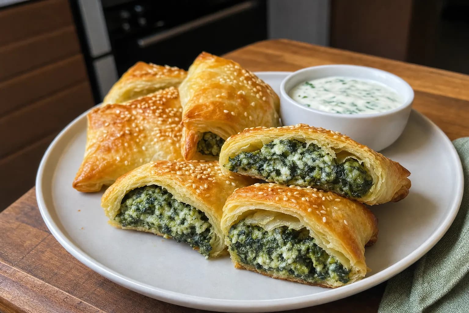 Spinach Puffs: easy spinach puffs with puff pastry — Appetizers recipe | Afoodrink