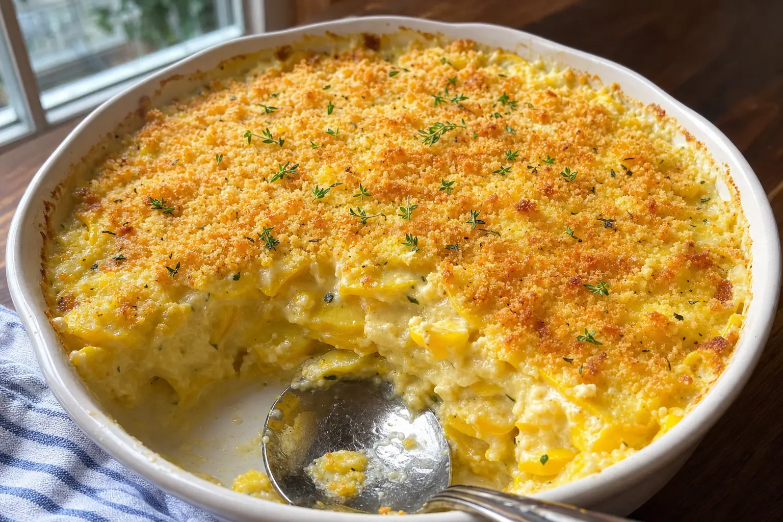 Classic Yellow Squash Casserole: yellow squash casserole with cracker topping — Salads & sides recipe | Afoodrink