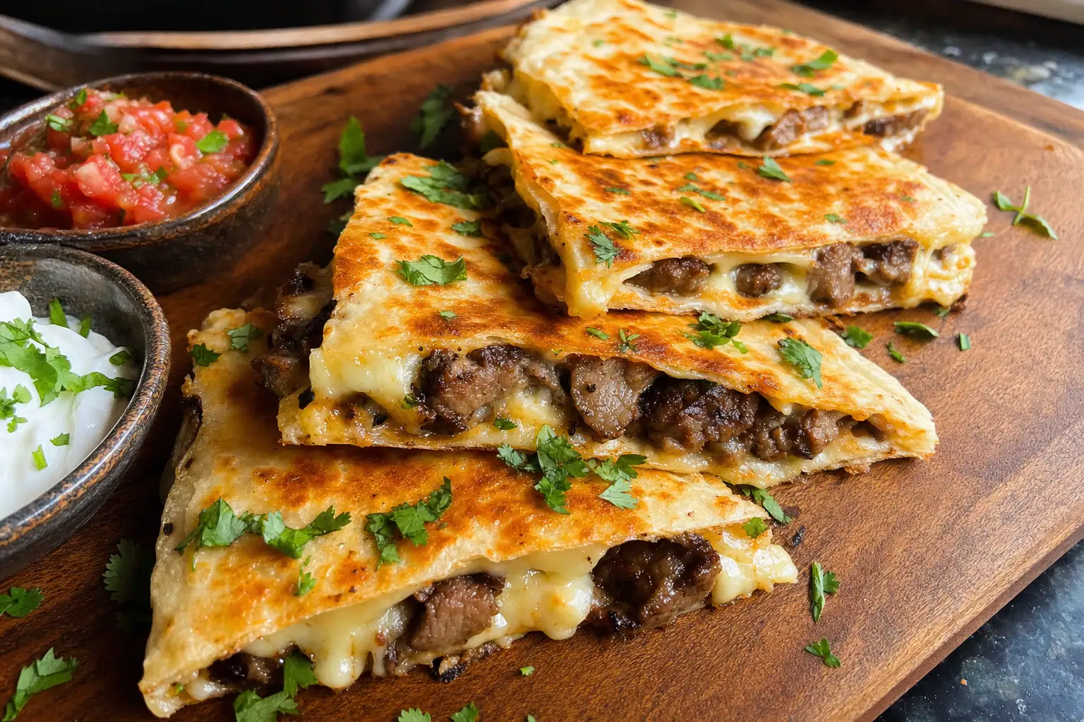 Steak Quesadilla: flank steak quesadilla with peppers and onions — Main Course recipe | Afoodrink