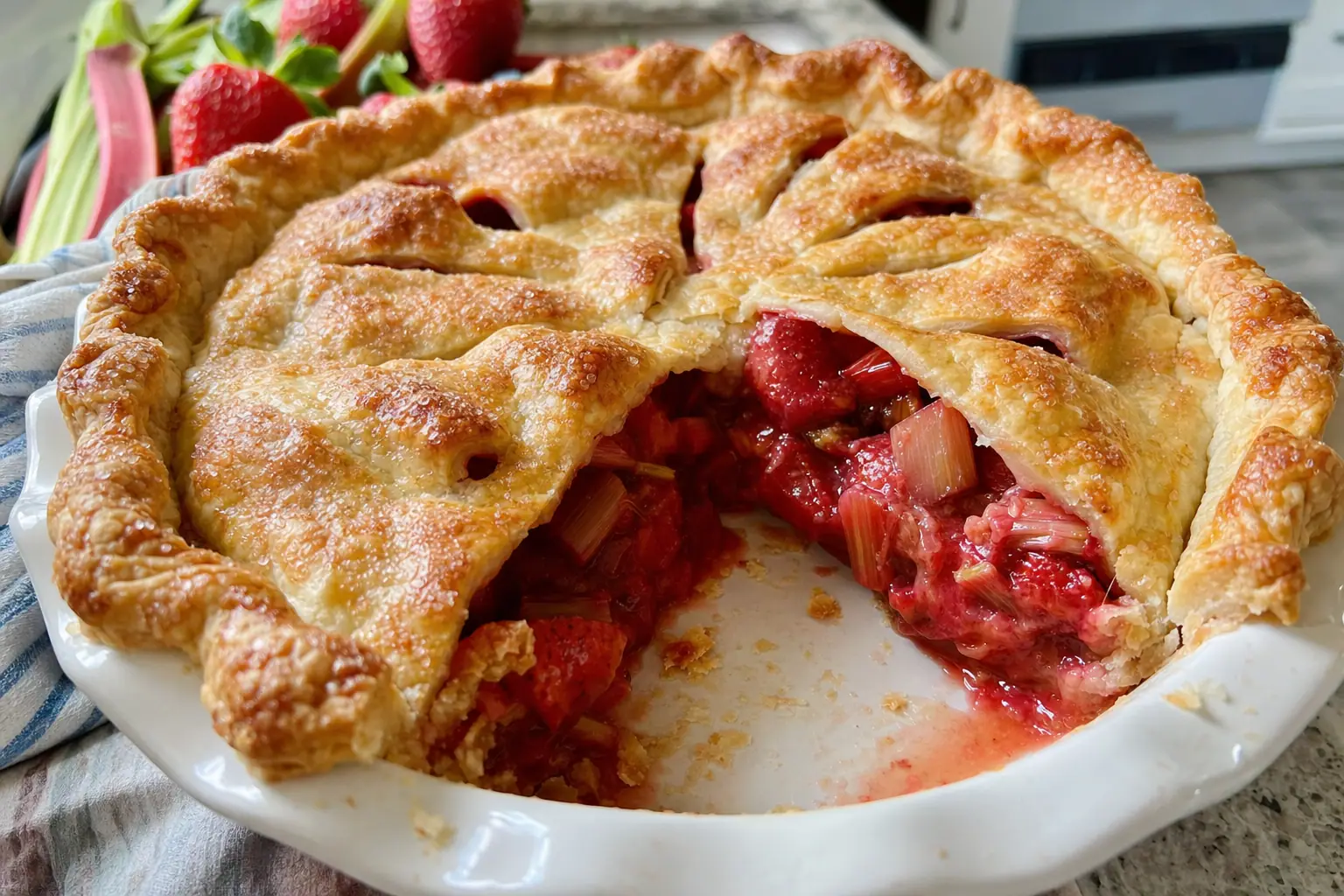 Strawberry Rhubarb Pie: strawberry rhubarb pie with homemade crust — Desserts recipe | Afoodrink