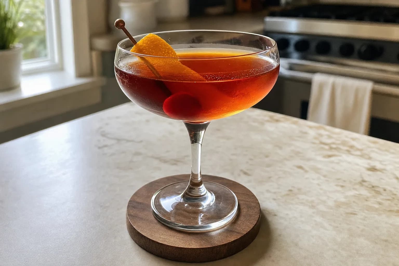 Sweet Manhattan Cocktail: Sweet Manhattan with rye whiskey — Drinks recipe | Afoodrink