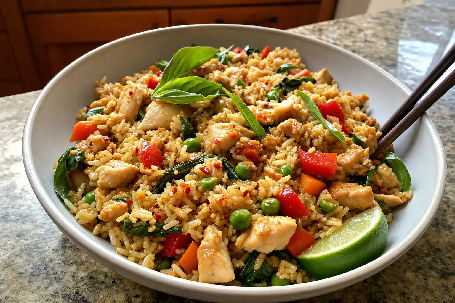 Thai Basil Fried Rice: Thai basil chicken fried rice — Quick recipe | Afoodrink
