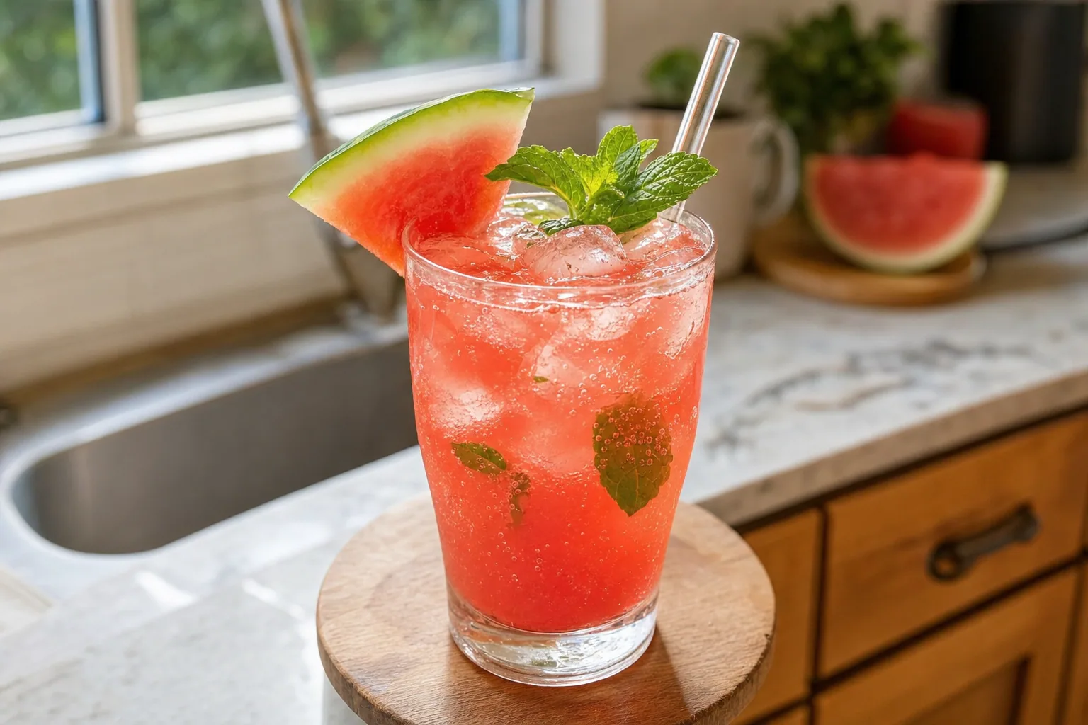 Watermelon Gin Spritzer: fresh watermelon gin cocktail — Drinks recipe | Afoodrink